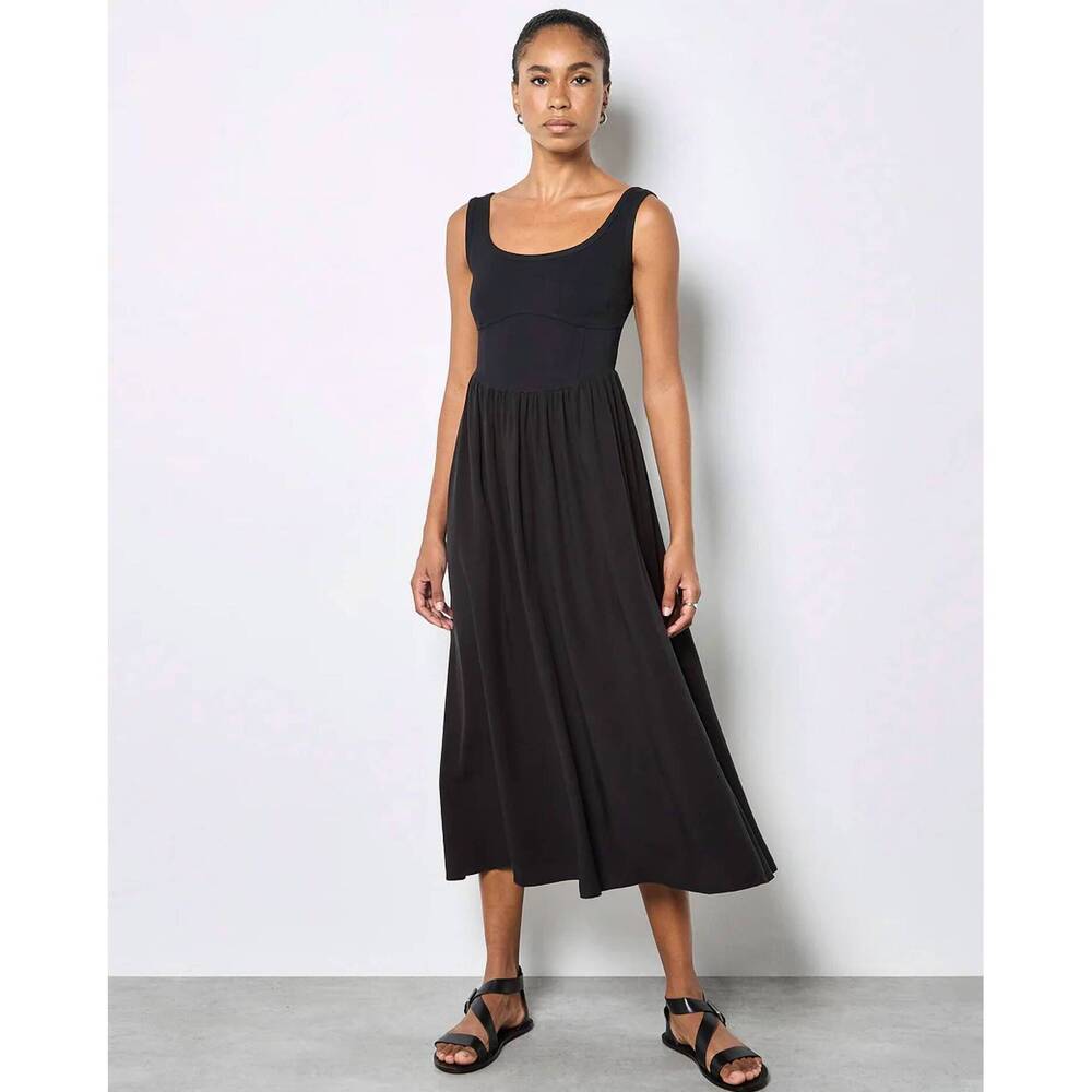 NEW APRICOT corset midi dress in black